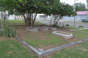 Ovals in a cemetery plot.