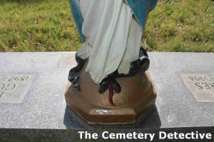 Mary and Snake Grave Marker Closeup