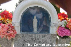 Mary Behind Glass - Grave Marker Mary Behind Glass - Grave Marker